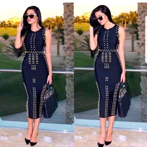 Balmain inspired midi beaded dress! Size L